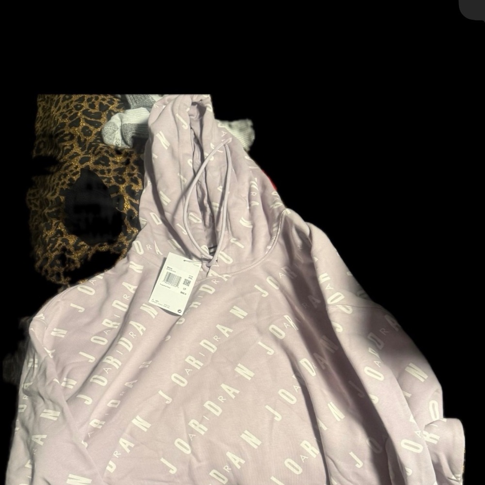 Jordan Light Pink Hoodie with Repeated White Logo